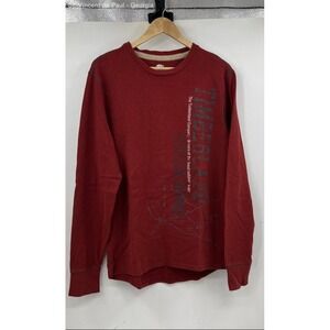Timberland Red Pullover Knit 100% Cotton Sweater Men's M Outdoor Inspired